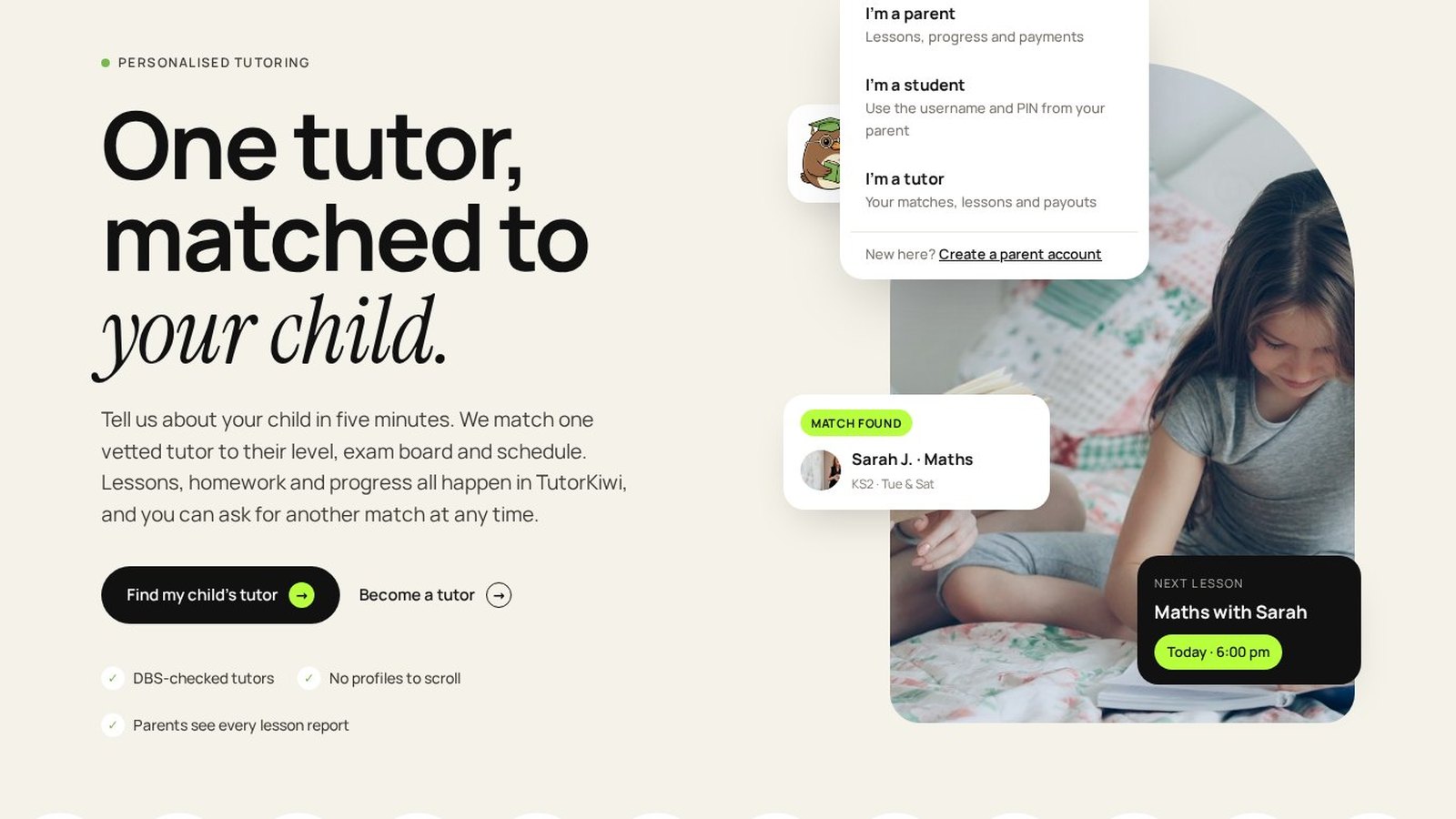 TutorKiwi screens